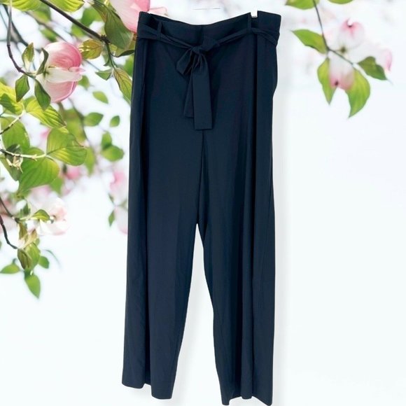 Banana Republic Pants - Banana Republic Black High-Rise Tie Waist Paperbag Wide-Leg Pant Size XL